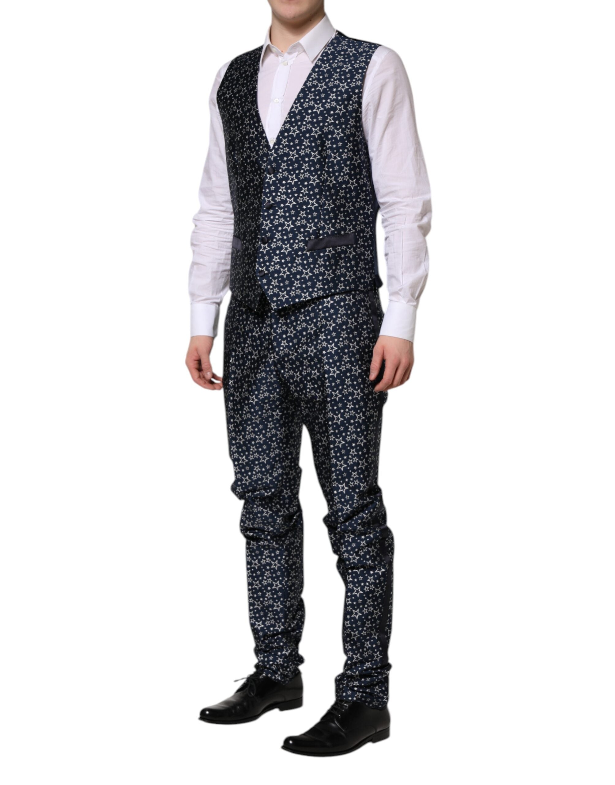 Dolce & Gabbana Blue MARTINI Star Jacquard 3 Piece Suit - ACCEXO