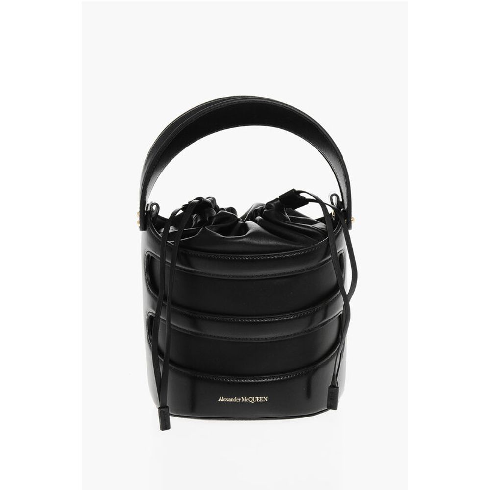 Alexander McQueen Leather THE RISE Bucket Bag with Removable Shoulder Strap