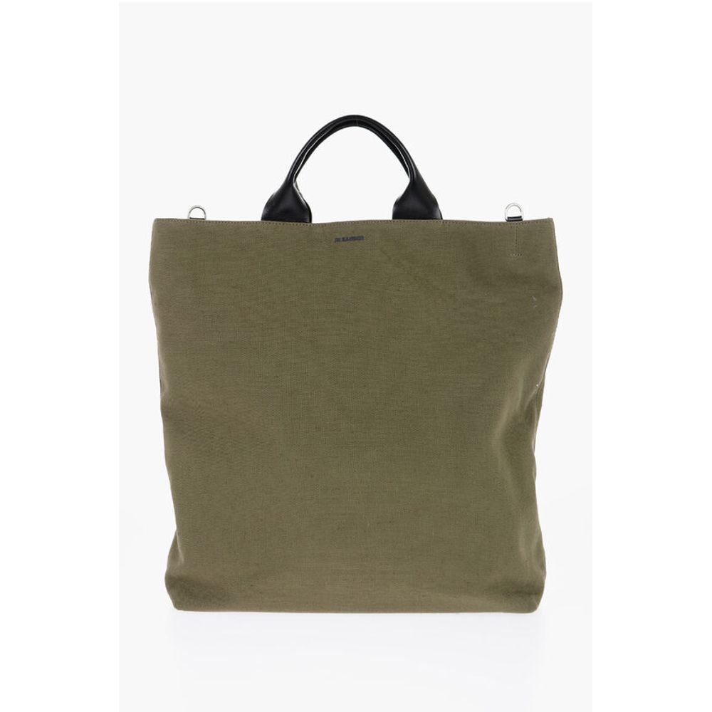 Jil Sander Canvas Shopper Bag with Leather Handles