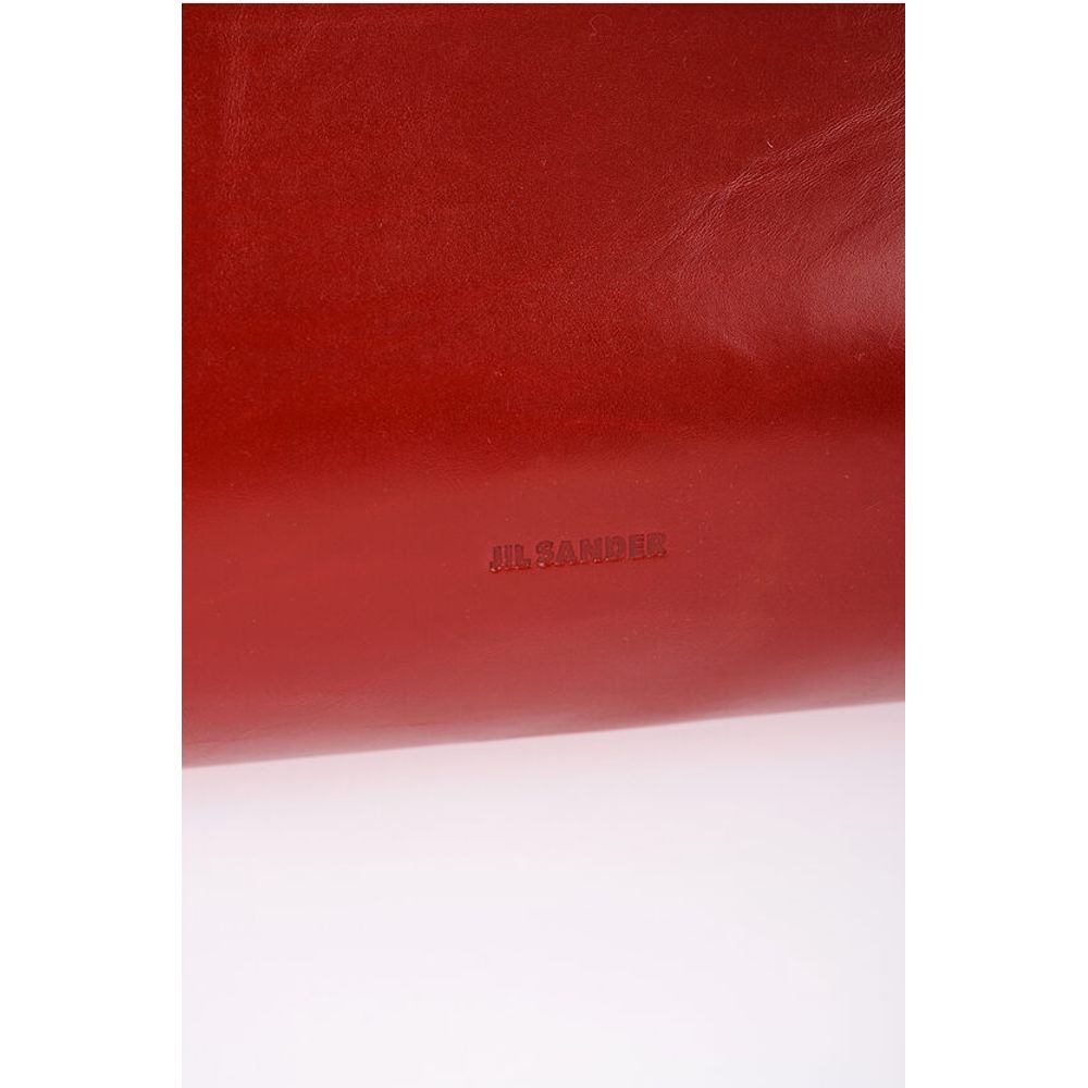 Jil Sander Craquelé Leather Clutch with Zip Closure