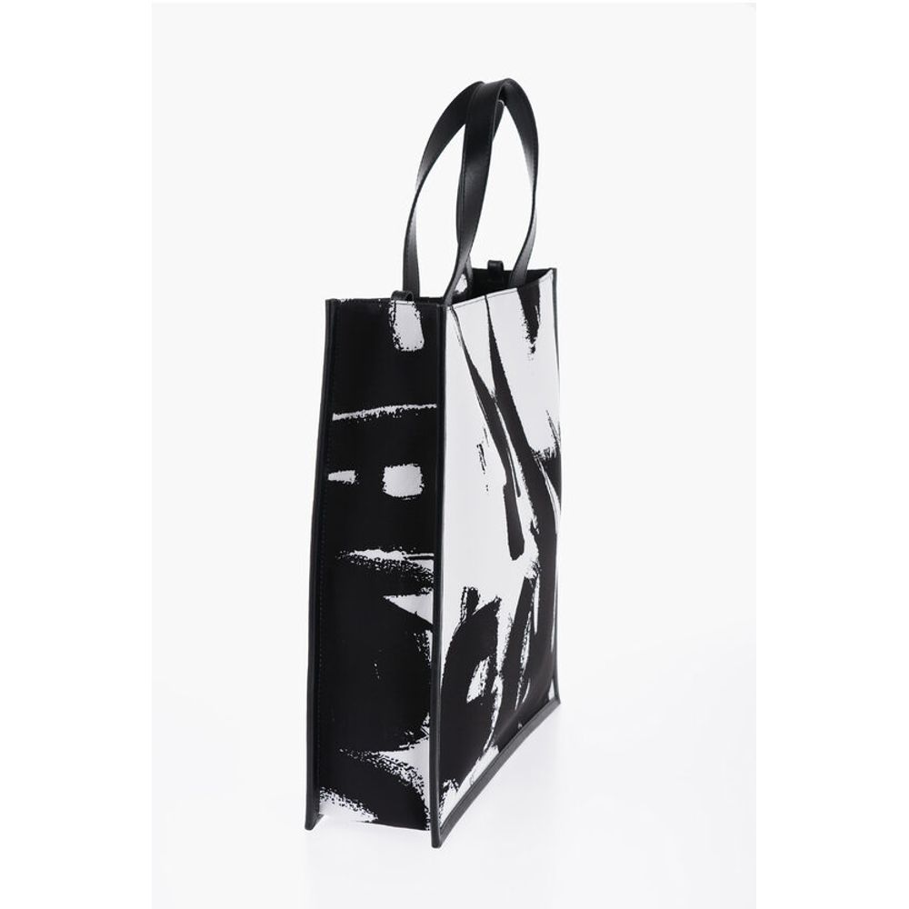 Alexander McQueen Logoed Fabric Tote Bag with Leather Detail