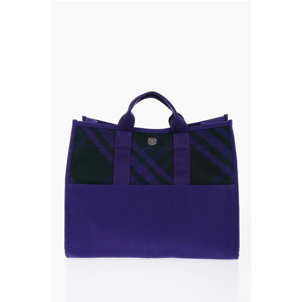 Burberry Checked Shopper Bag with Outer Pockets
