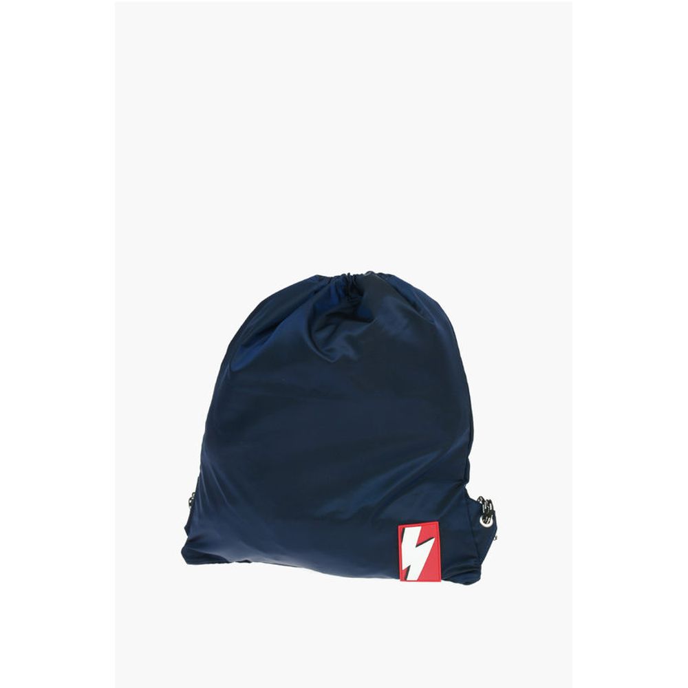 Neil Barrett solid color drawstring backpack with two-tone laces