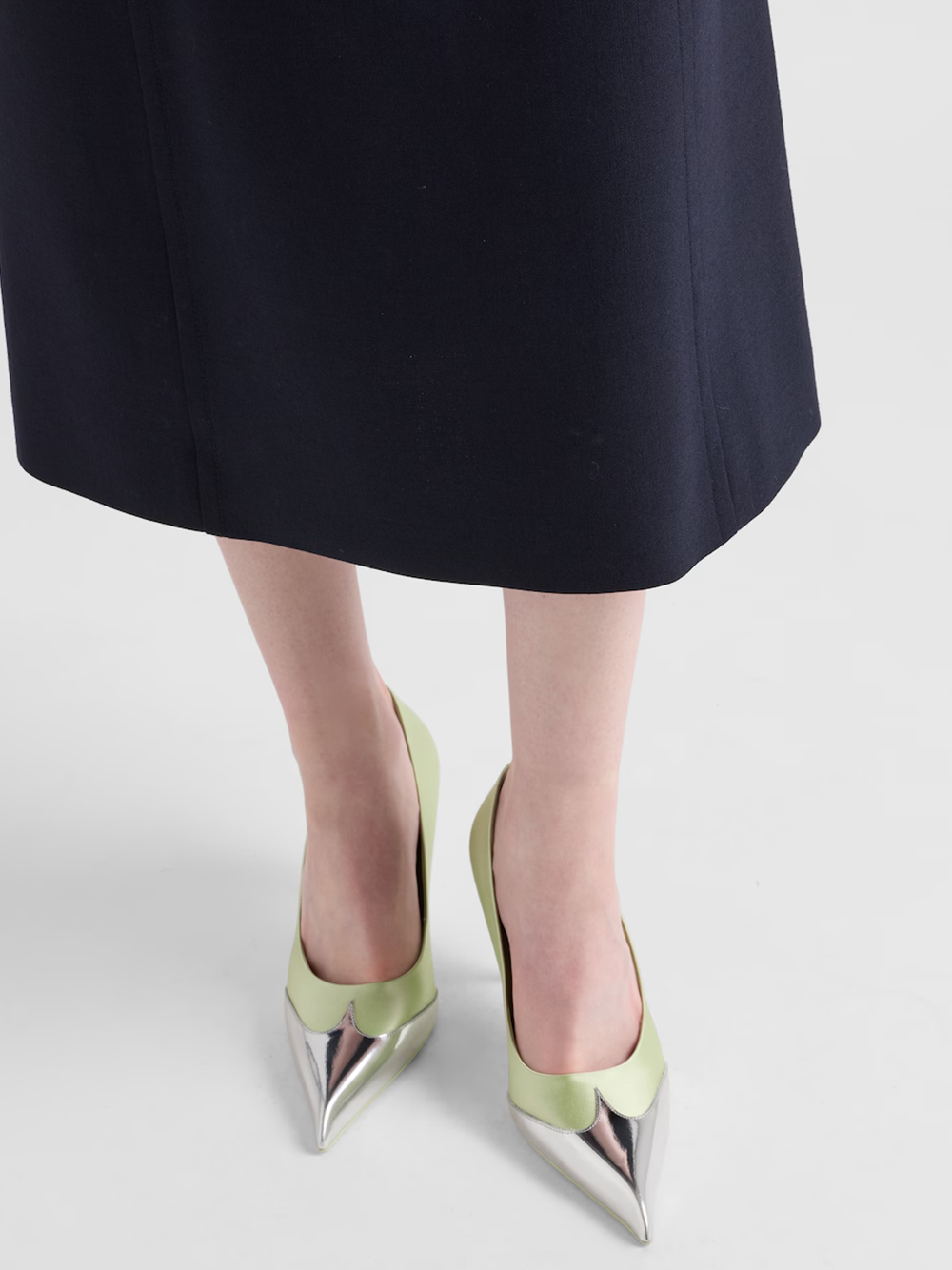 Prada Satin And Metallic Leather Pumps - ACCEXO