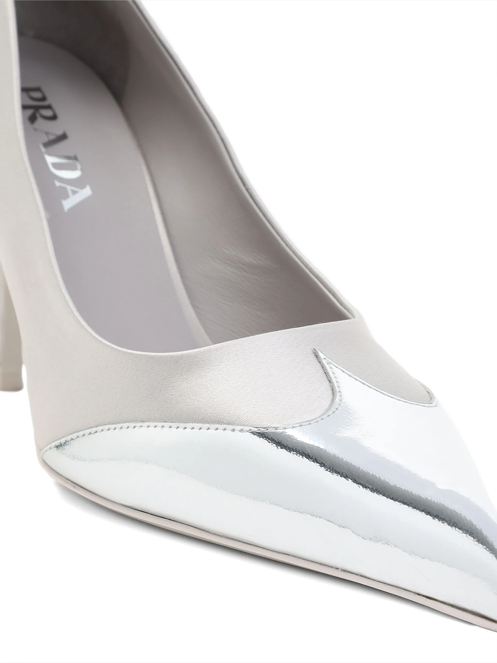 Prada Satin And Metallic Silver Leather Pumps - ACCEXO