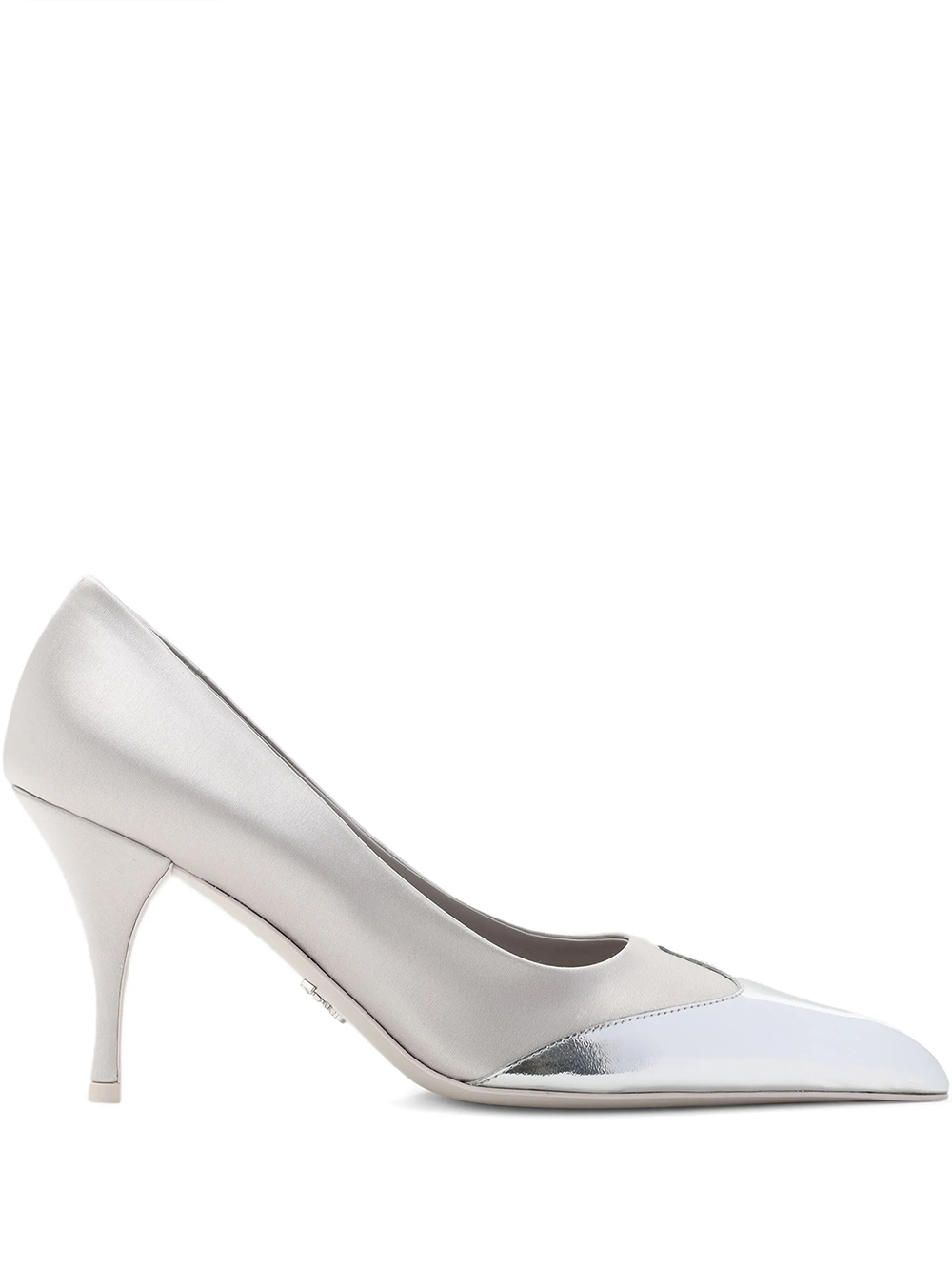 Prada Satin And Metallic Silver Leather Pumps - ACCEXO