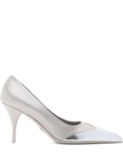 Prada Satin And Metallic Silver Leather Pumps - ACCEXO