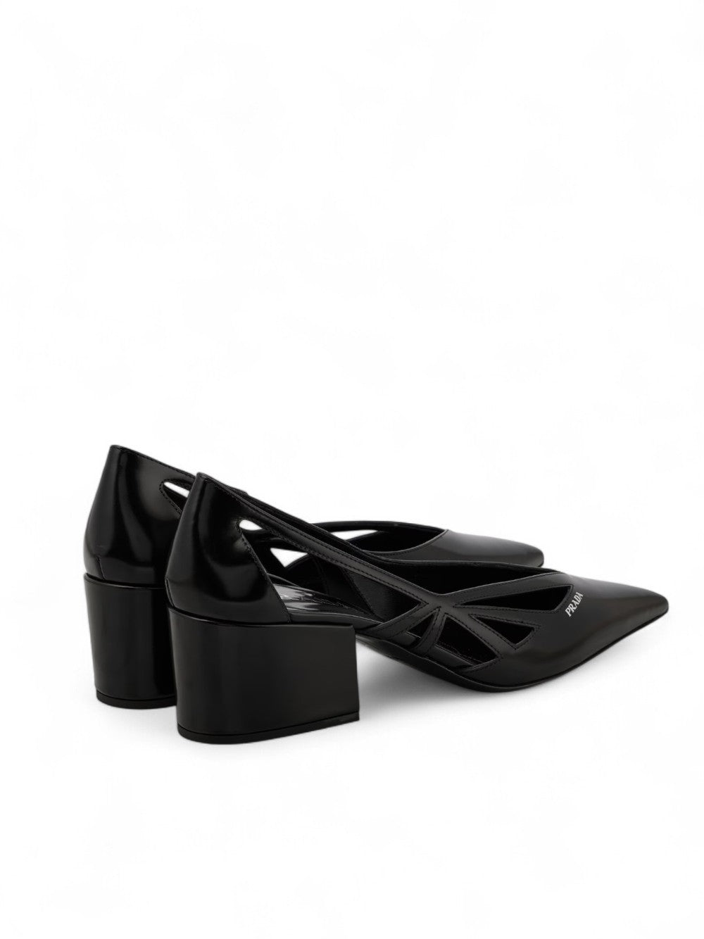 Prada Black Leather Cut-Out Pumps 55 - ACCEXO