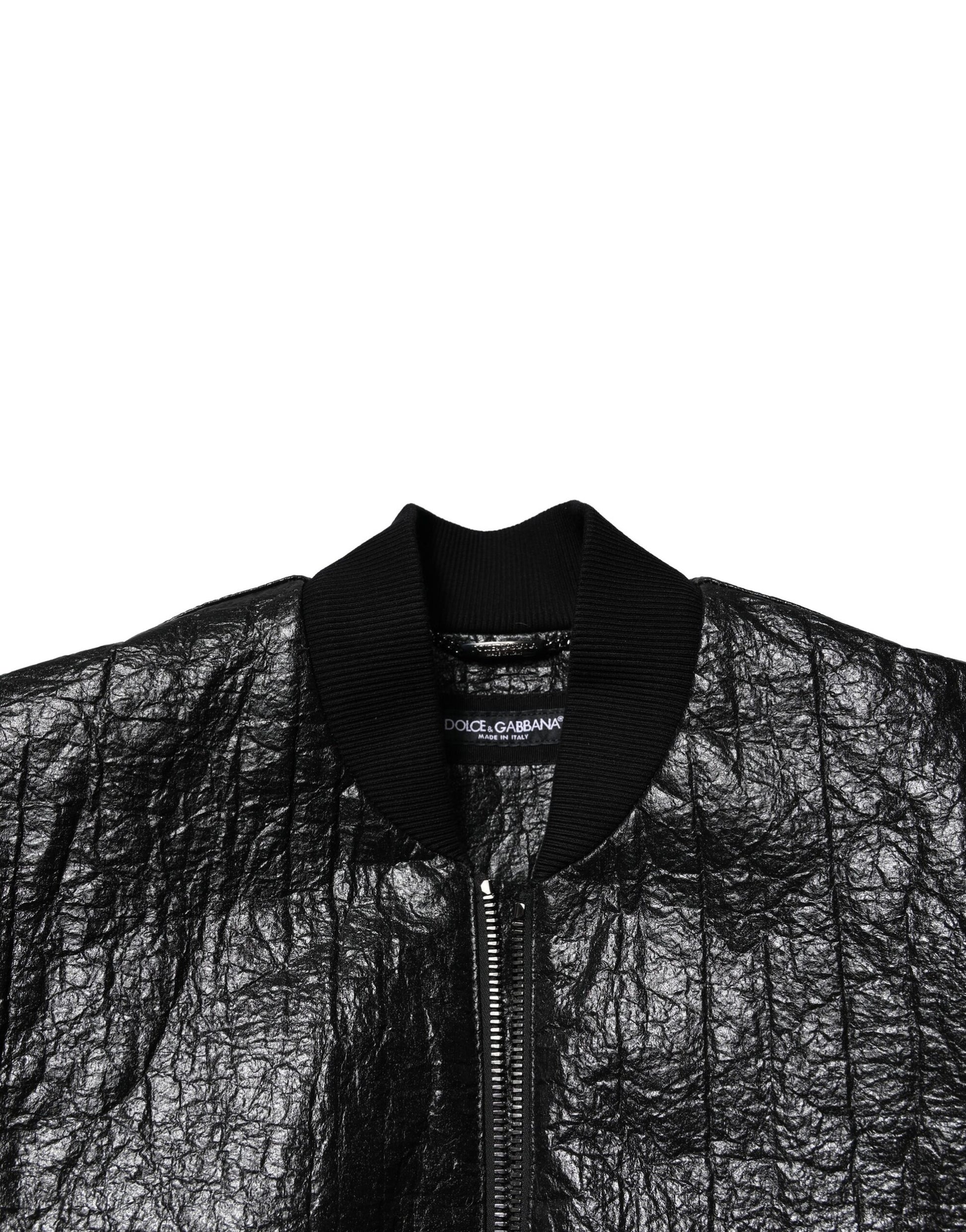 Dolce & Gabbana Black Logo Plaque Bomber Full Zipper Jacket - ACCEXO