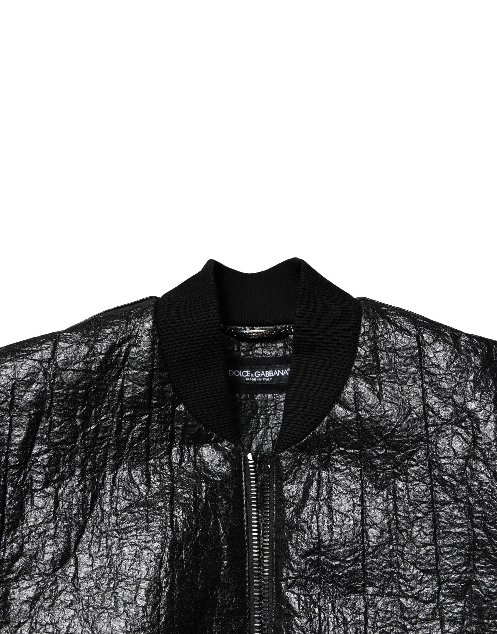 Dolce & Gabbana Black Logo Plaque Bomber Full Zipper Jacket - ACCEXO