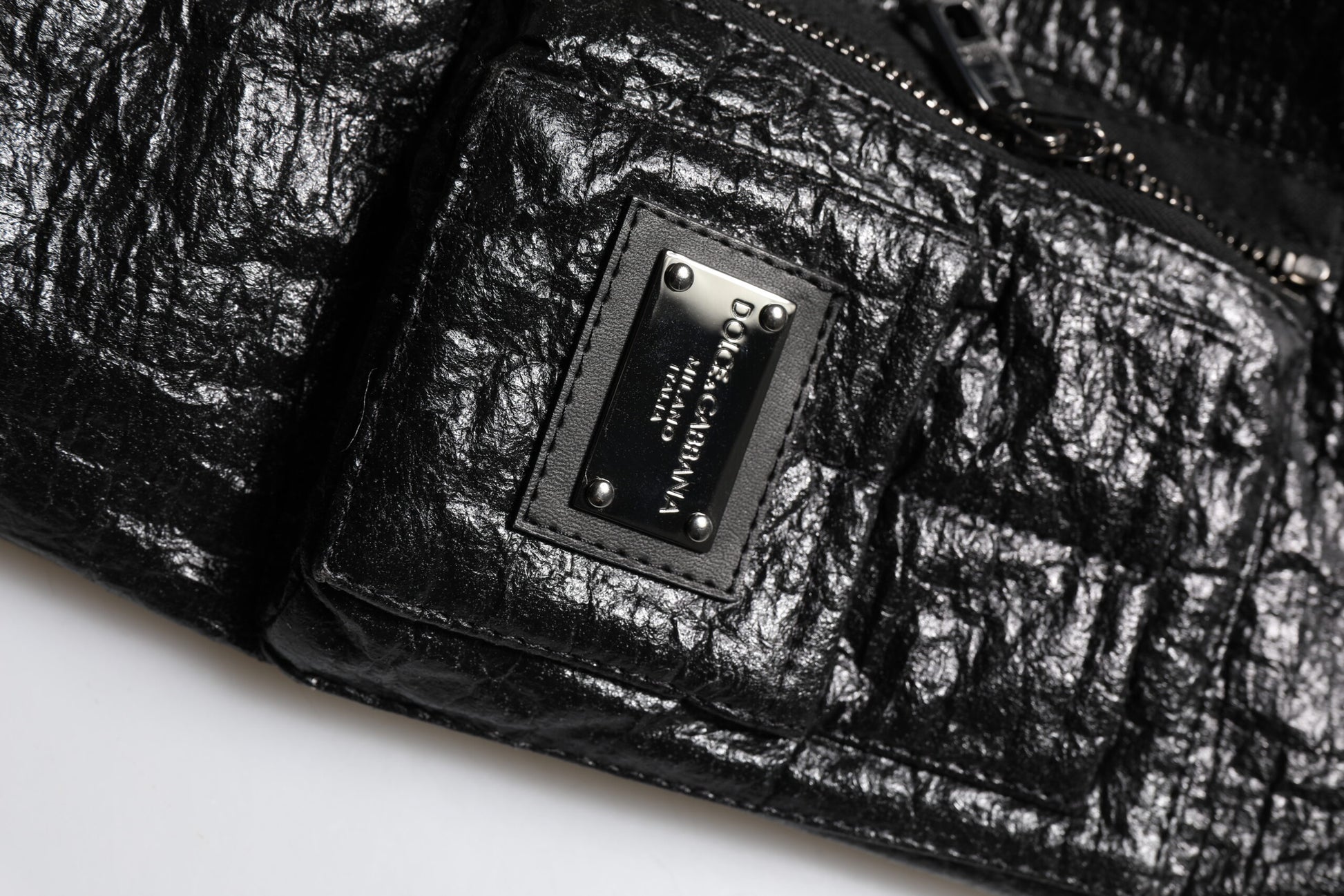 Dolce & Gabbana Black Logo Plaque Bomber Full Zipper Jacket - ACCEXO