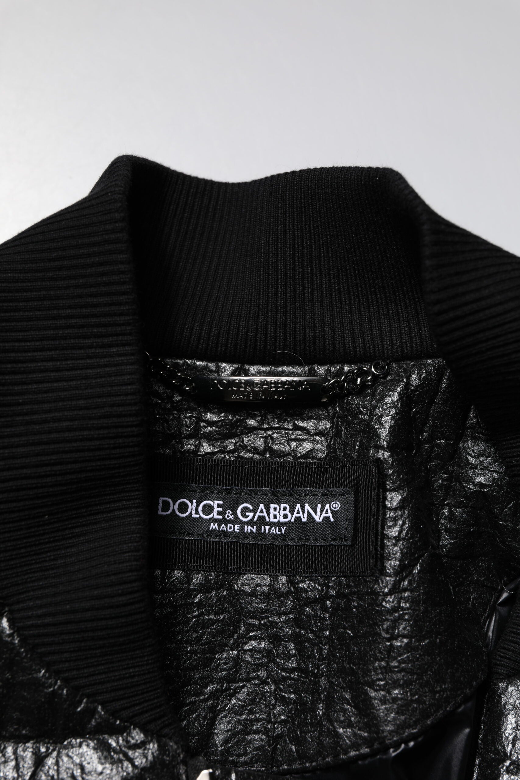 Dolce & Gabbana Black Logo Plaque Bomber Full Zipper Jacket - ACCEXO