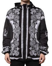 Dolce & Gabbana Black Bandana Print Hooded Bomber Jacket - ACCEXO