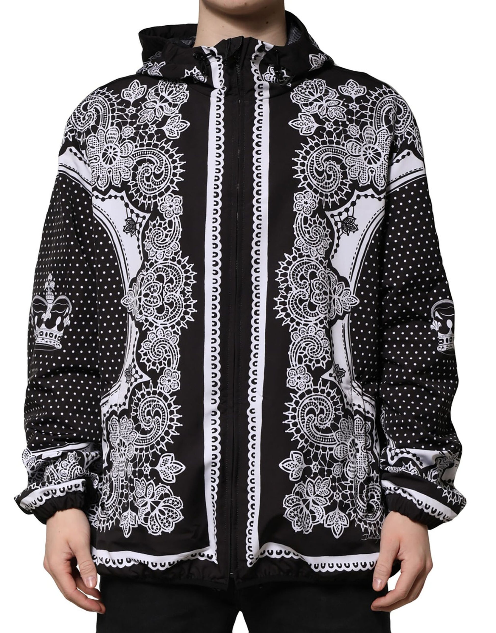 Dolce & Gabbana Black Bandana Print Hooded Bomber Jacket - ACCEXO