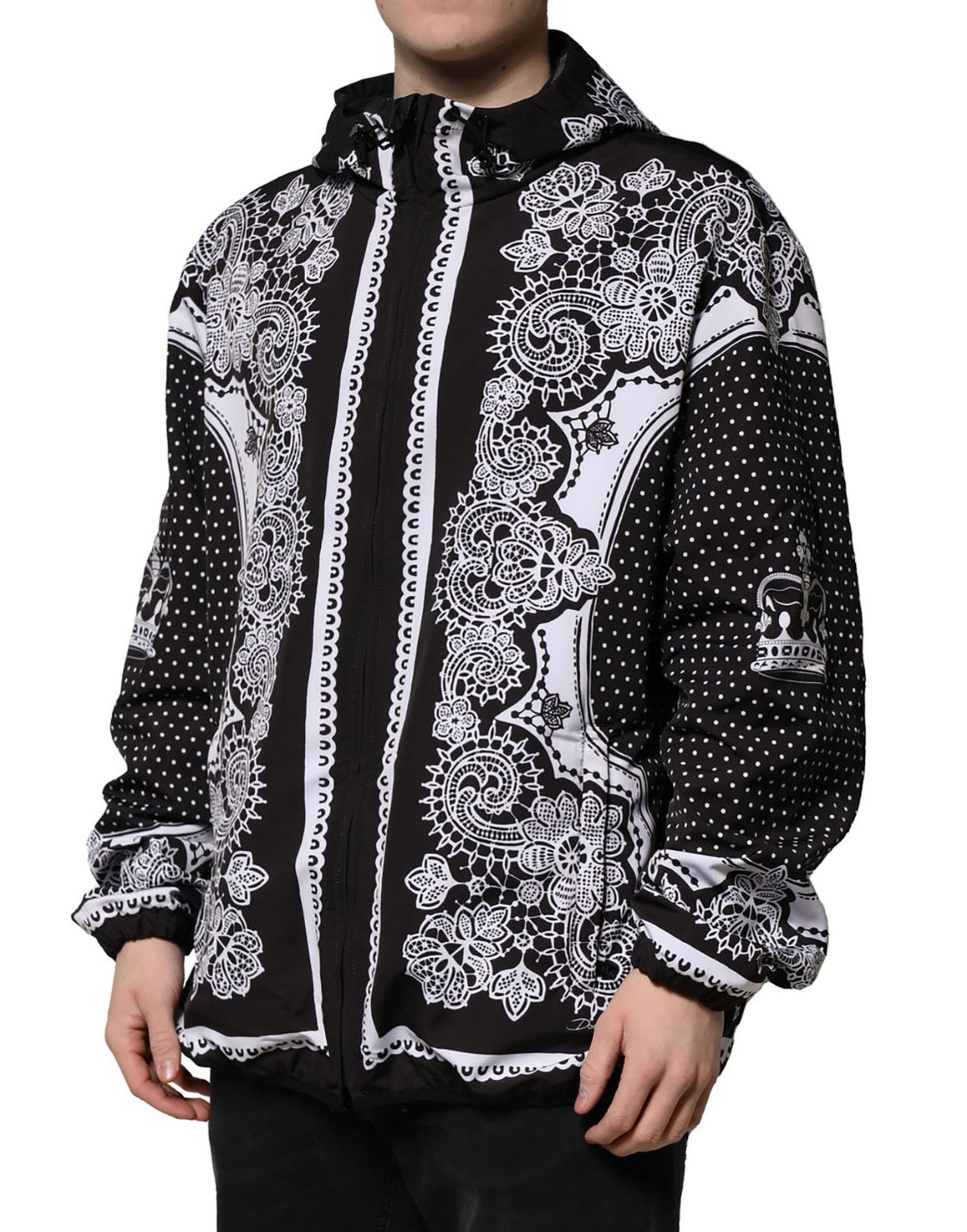 Dolce & Gabbana Black Bandana Print Hooded Bomber Jacket - ACCEXO