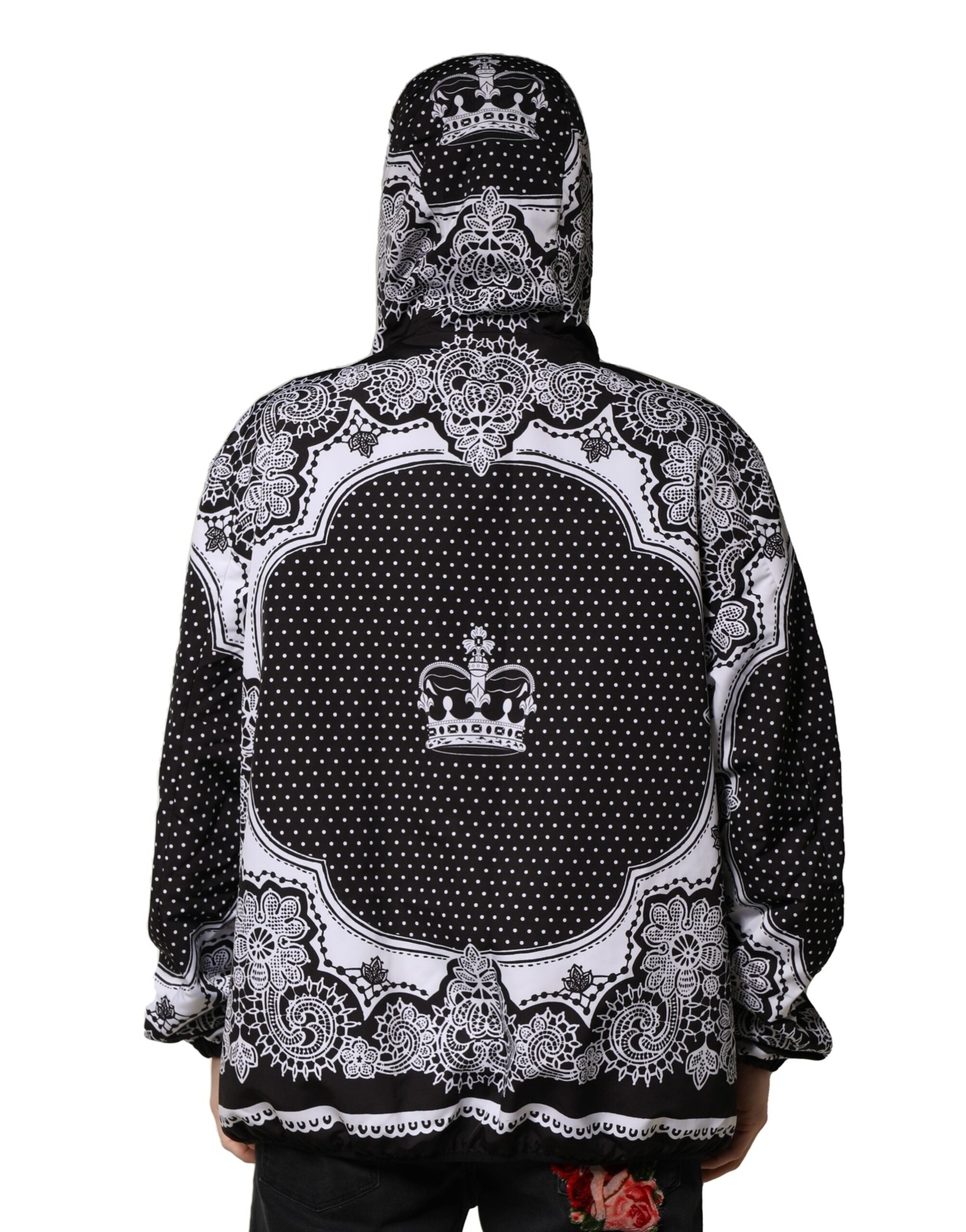 Dolce & Gabbana Black Bandana Print Hooded Bomber Jacket - ACCEXO