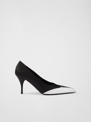 Prada Black Satin And Metallic Silver Leather Pumps - ACCEXO