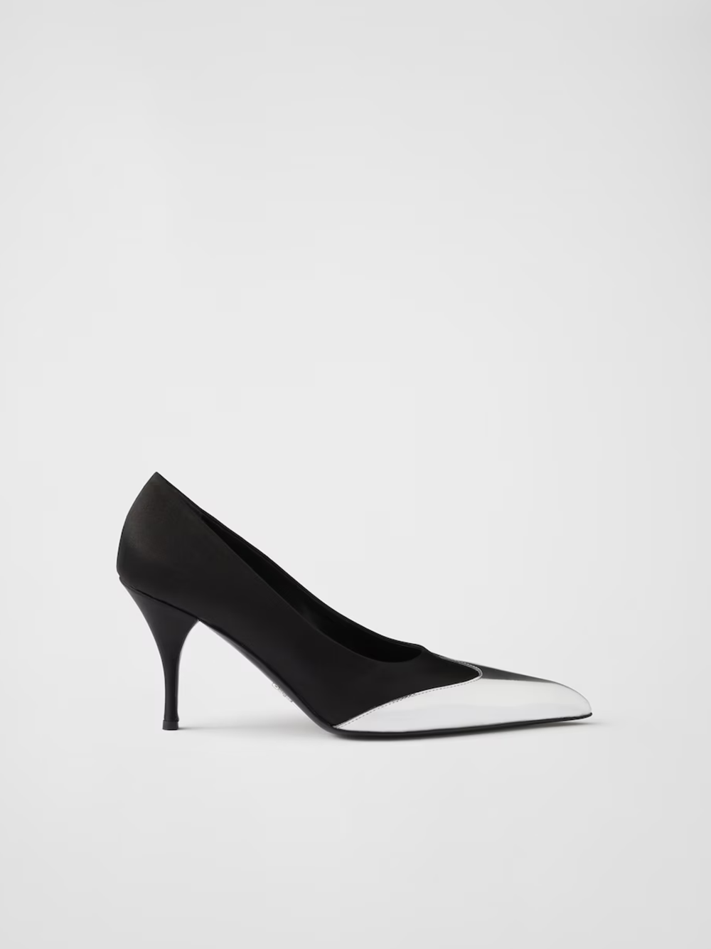 Prada Black Satin And Metallic Silver Leather Pumps - ACCEXO