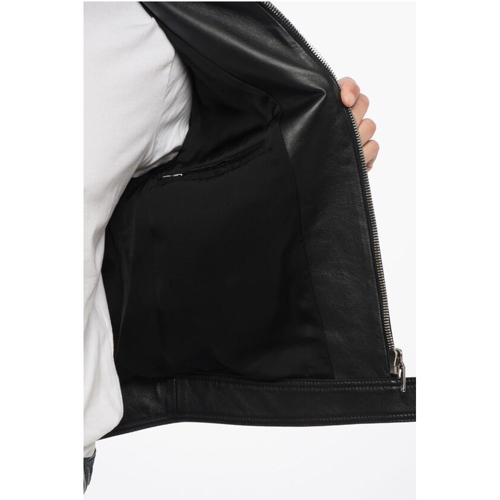 Dolce & Gabbana Leather Jacket with Zipped Sleeves