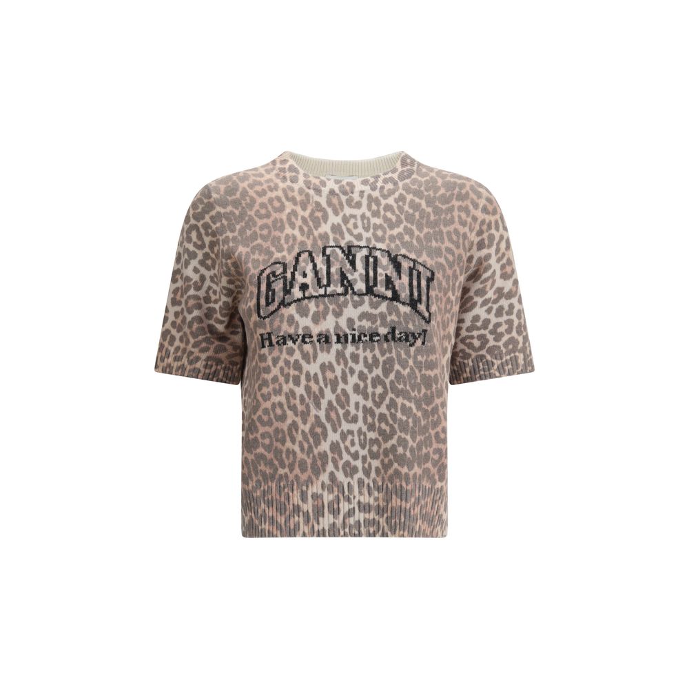 Ganni Leopard print short sleeve Sweater - ACCEXO