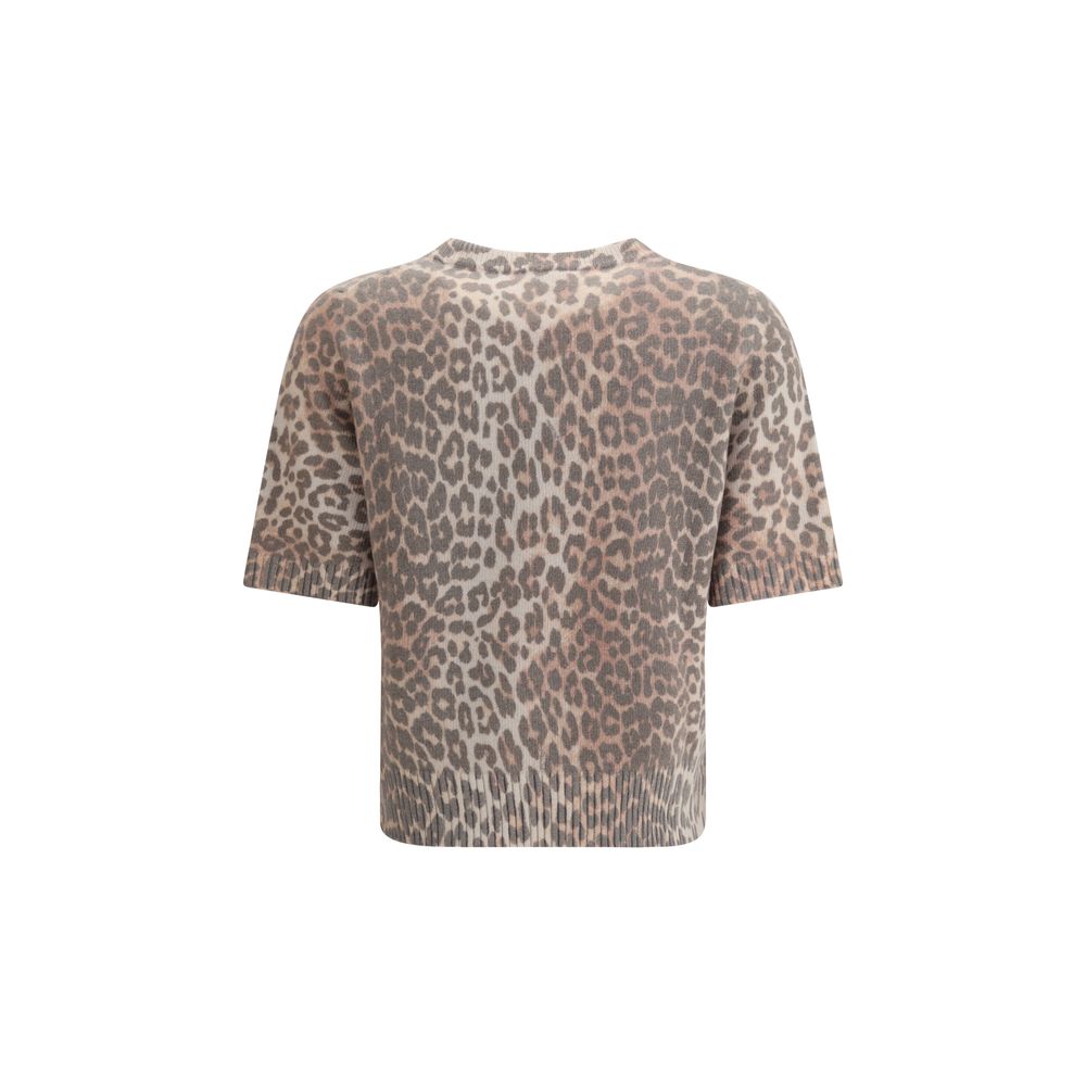 Ganni Leopard print short sleeve Sweater - ACCEXO