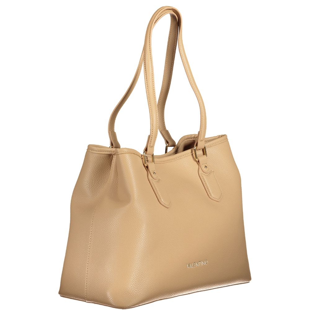 Beige handbag with 'Valentino' branding on a white background