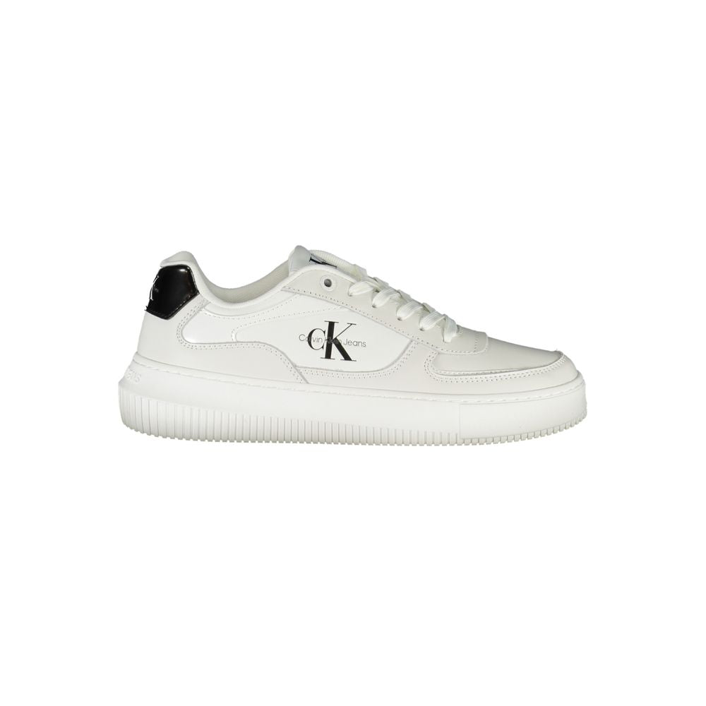 Calvin Klein Sleek White Lace-Up Sneakers with Contrast Details - ACCEXO