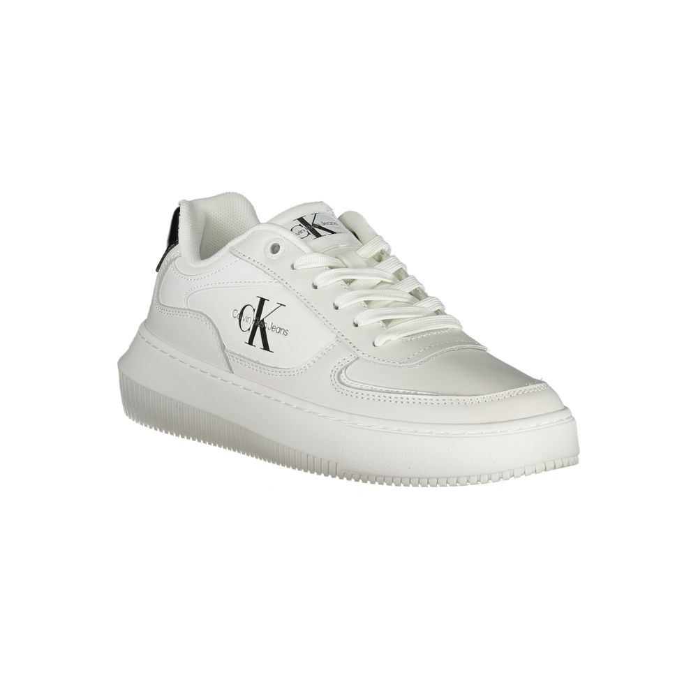 Calvin Klein Sleek White Lace-Up Sneakers with Contrast Details - ACCEXO