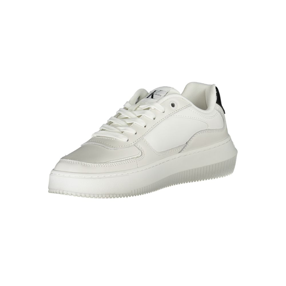 Calvin Klein Sleek White Lace-Up Sneakers with Contrast Details - ACCEXO