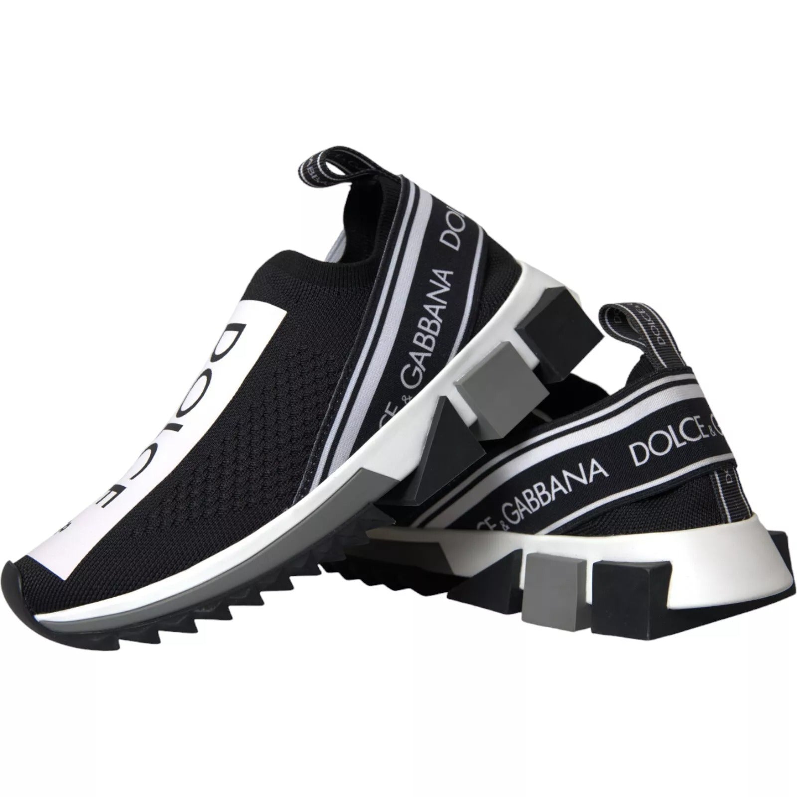Dolce & Gabbana Black White Slip On Sorrento Sneakers Shoes - ACCEXO