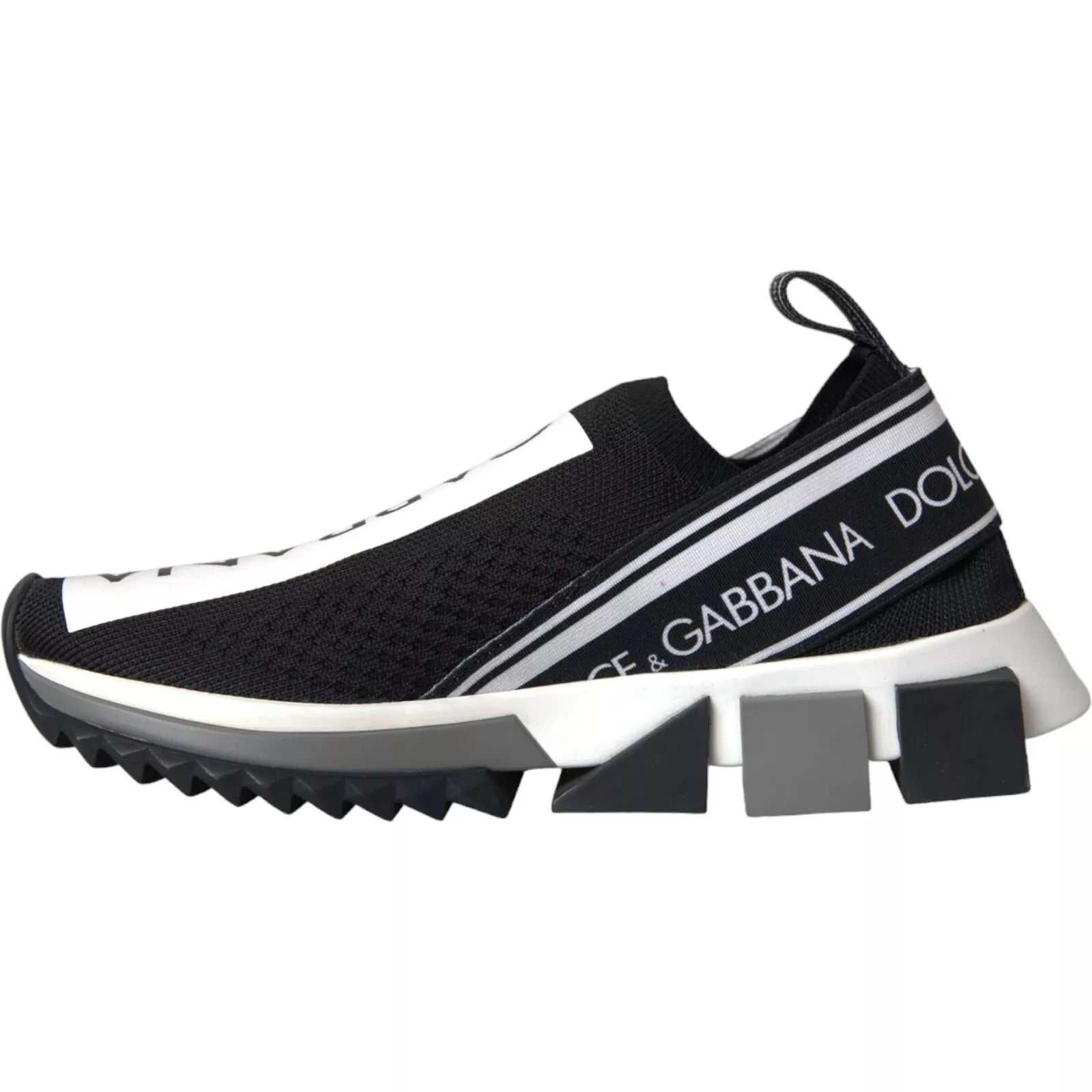Dolce & Gabbana Black White Slip On Sorrento Sneakers Shoes - ACCEXO