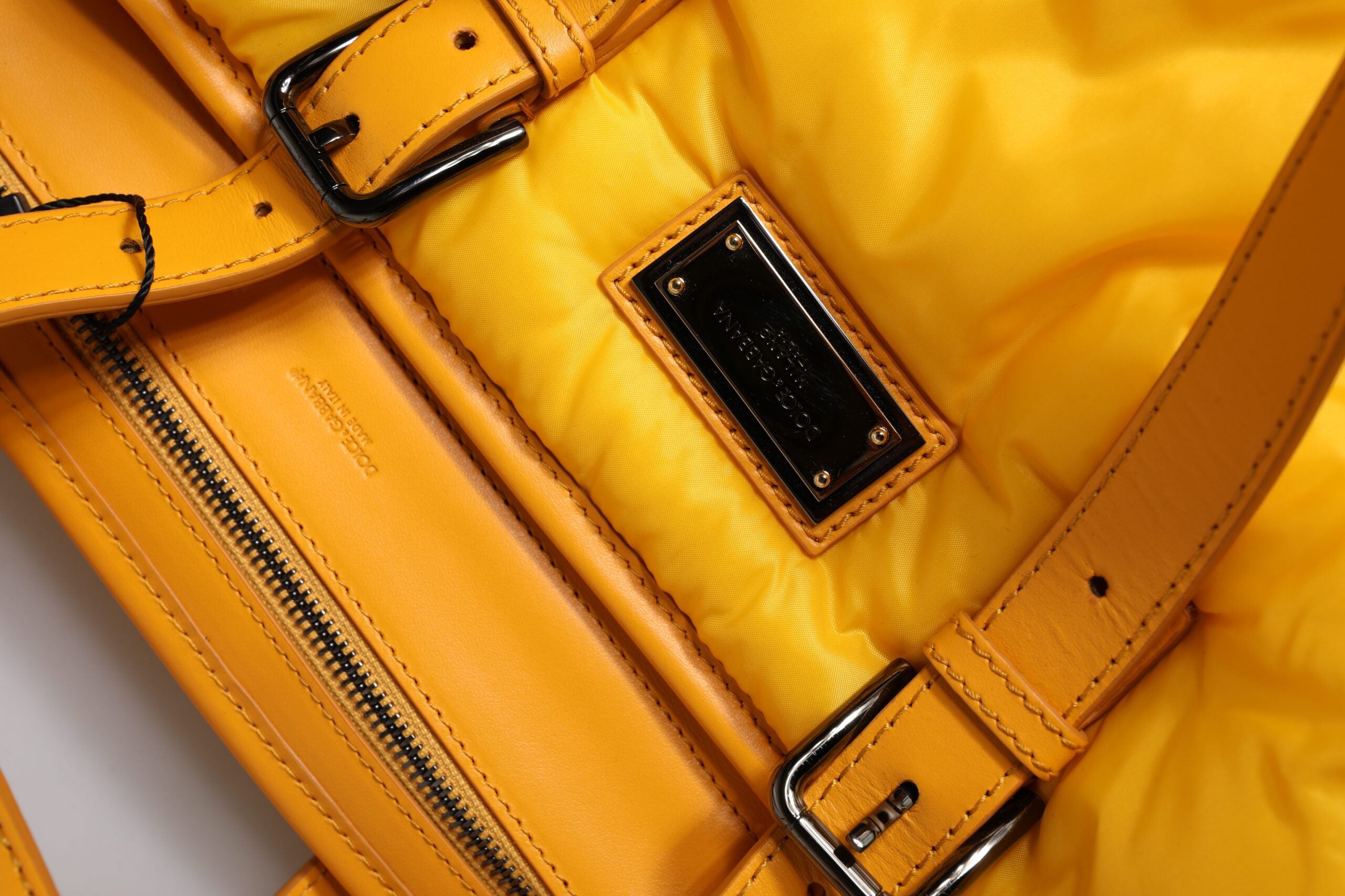Dolce & Gabbana Yellow Orange Nylon Logo Plaque Hand Shoulder Tote Bag - ACCEXO