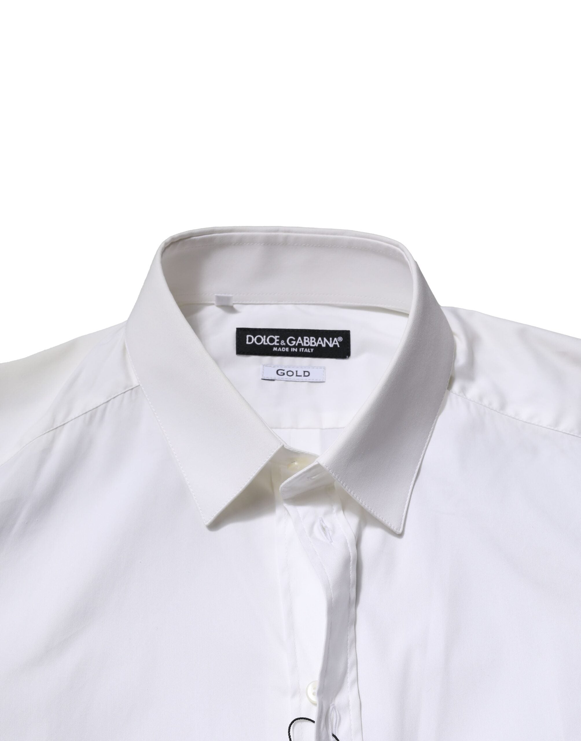 Dolce & Gabbana White Cotton GOLD Long Sleeves Formal Shirt - ACCEXO