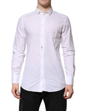 Dolce & Gabbana White Cotton GOLD Long Sleeves Formal Shirt - ACCEXO