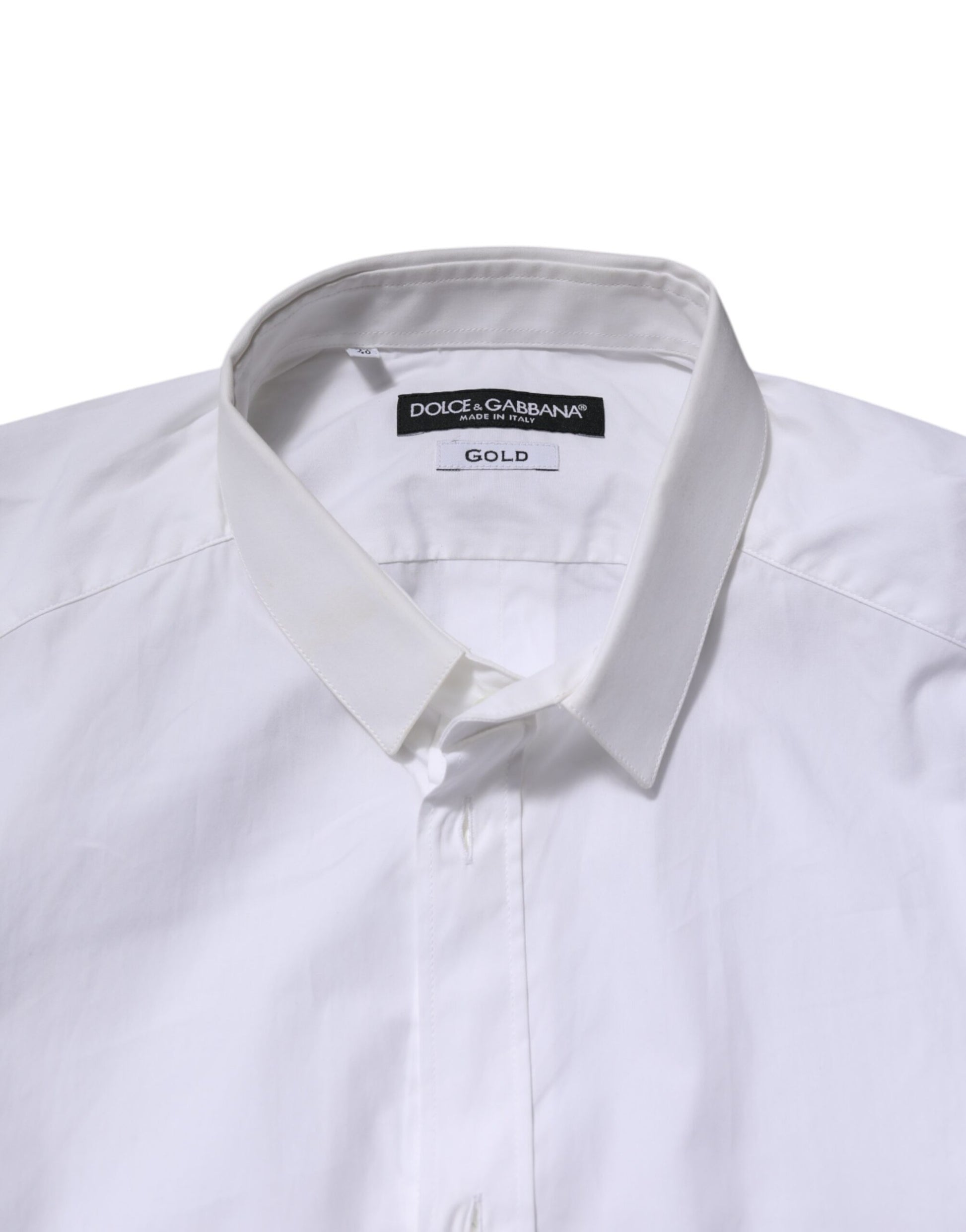 Dolce & Gabbana White Cotton GOLD Long Sleeves Formal Shirt - ACCEXO