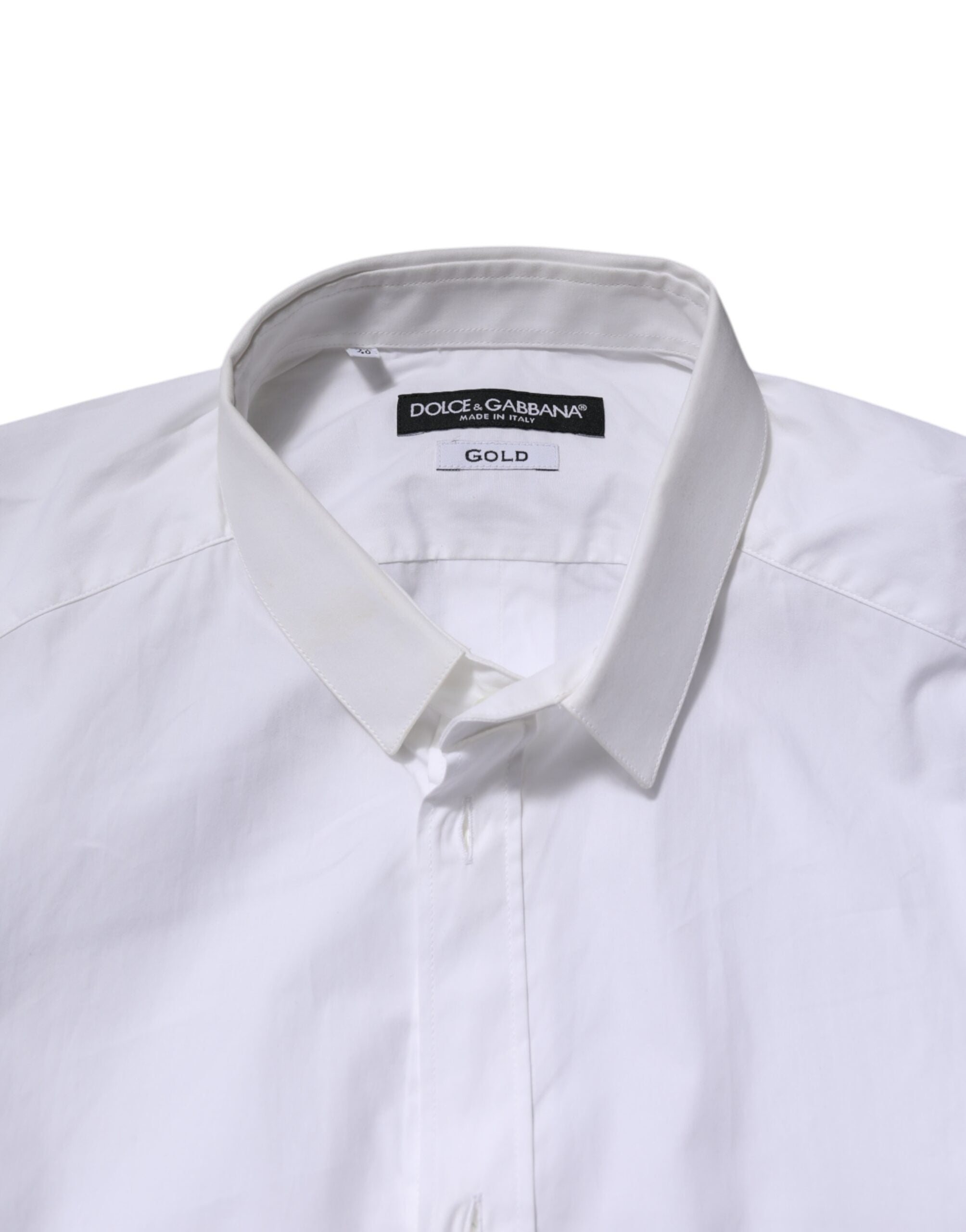 Dolce & Gabbana White Cotton GOLD Long Sleeves Formal Shirt - ACCEXO