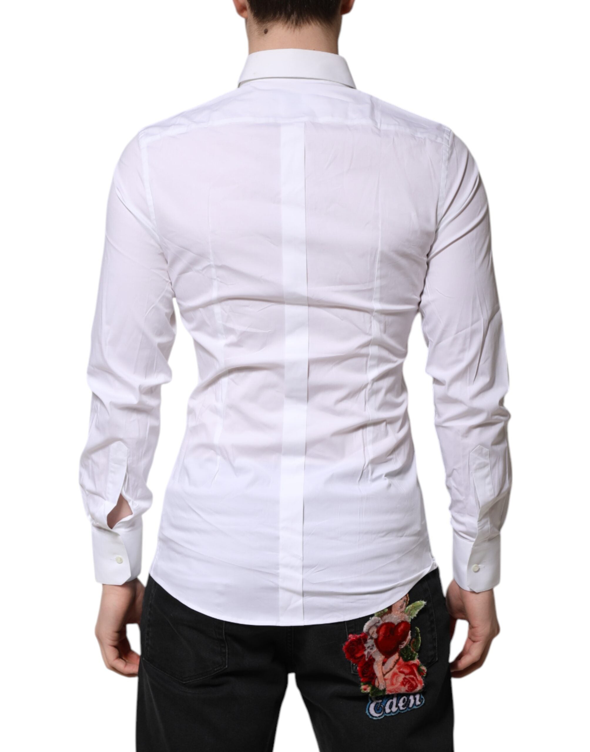 Dolce & Gabbana White GOLD Long Sleeves Dress Formal Shirt - ACCEXO