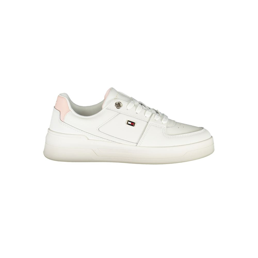 Tommy Hilfiger Elegant White Lace-Up Sneakers with Contrast Detail - ACCEXO