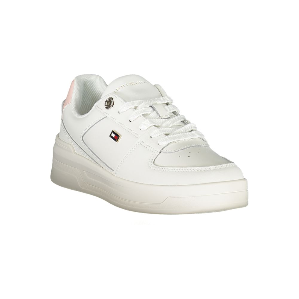 Tommy Hilfiger Elegant White Lace-Up Sneakers with Contrast Detail - ACCEXO