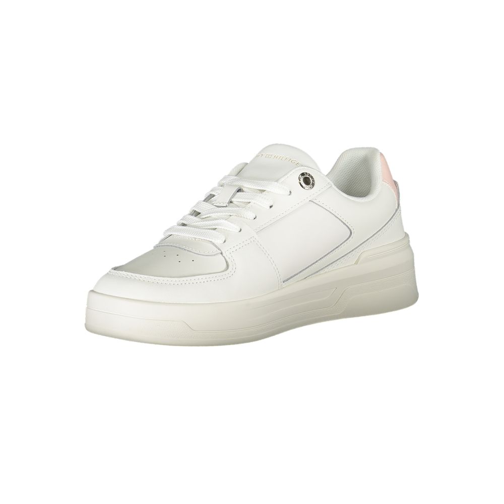 Tommy Hilfiger Elegant White Lace-Up Sneakers with Contrast Detail - ACCEXO