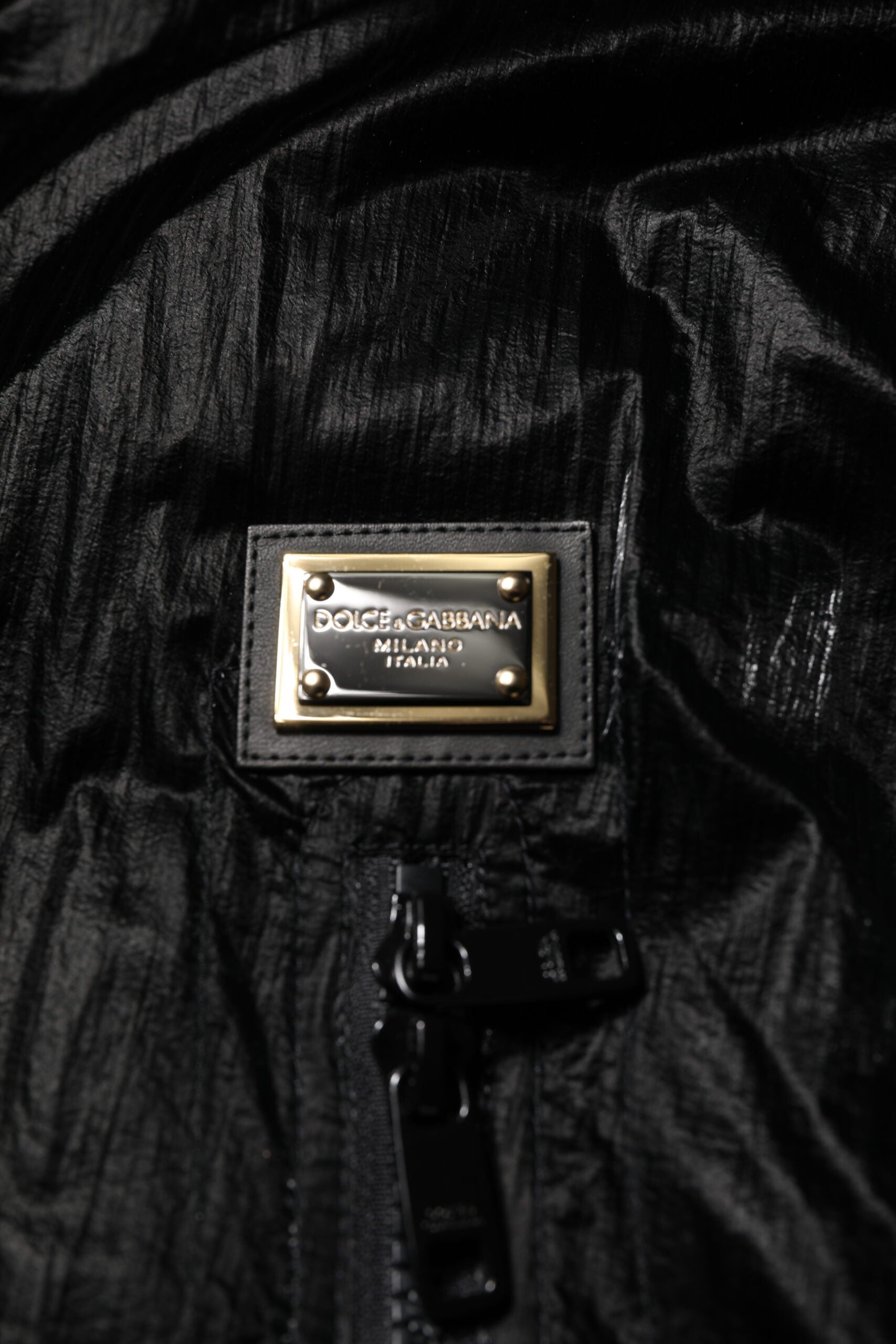 Dolce & Gabbana Black Logo Full Zip Hooded Quilted Jacket - ACCEXO