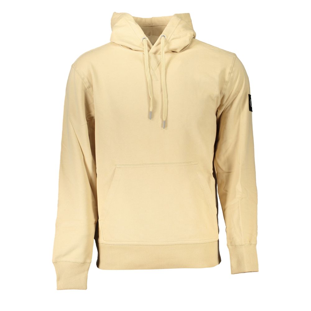 Calvin Klein Beige Brushed Cotton Hoodie with Central Pocket - ACCEXO