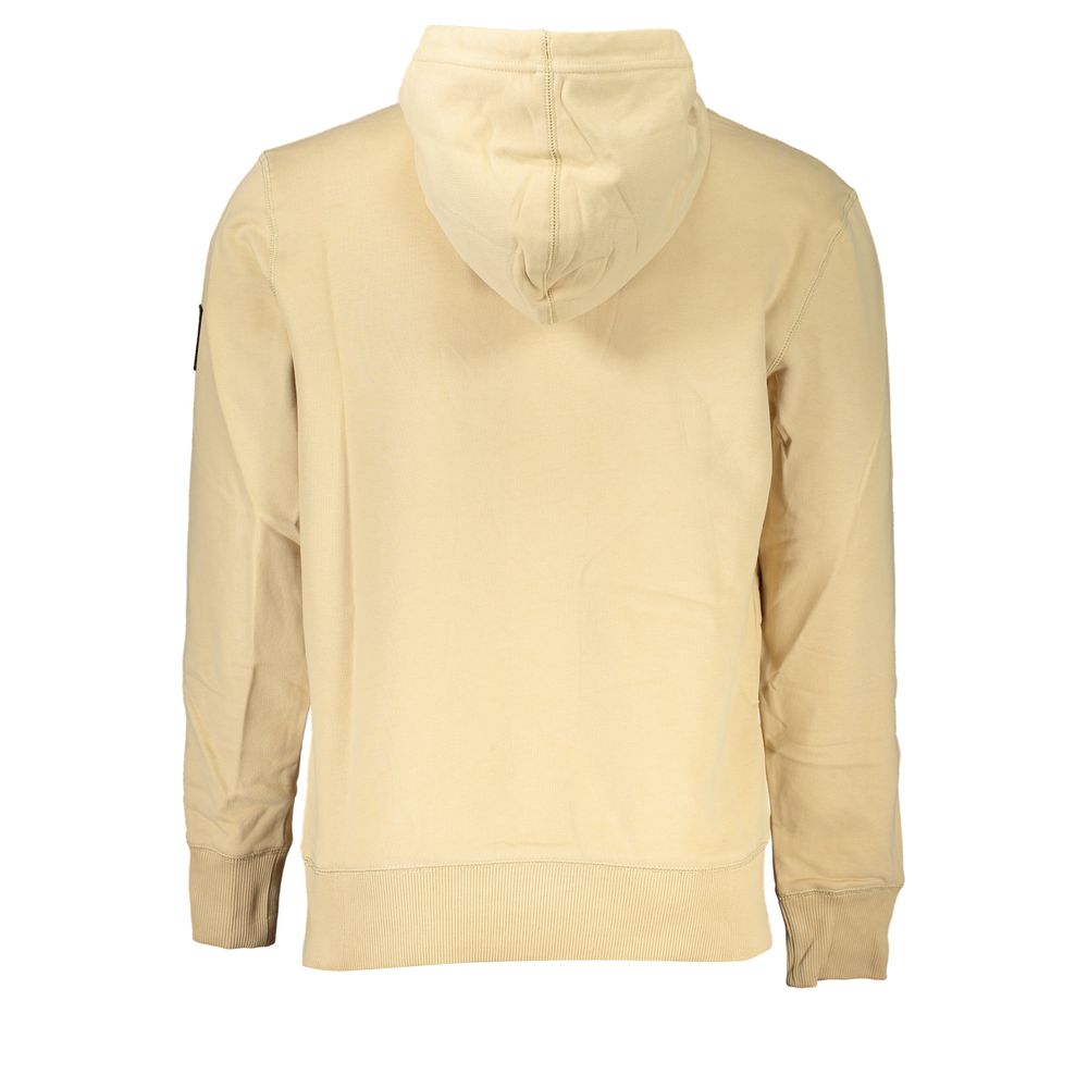 Calvin Klein Beige Brushed Cotton Hoodie with Central Pocket - ACCEXO