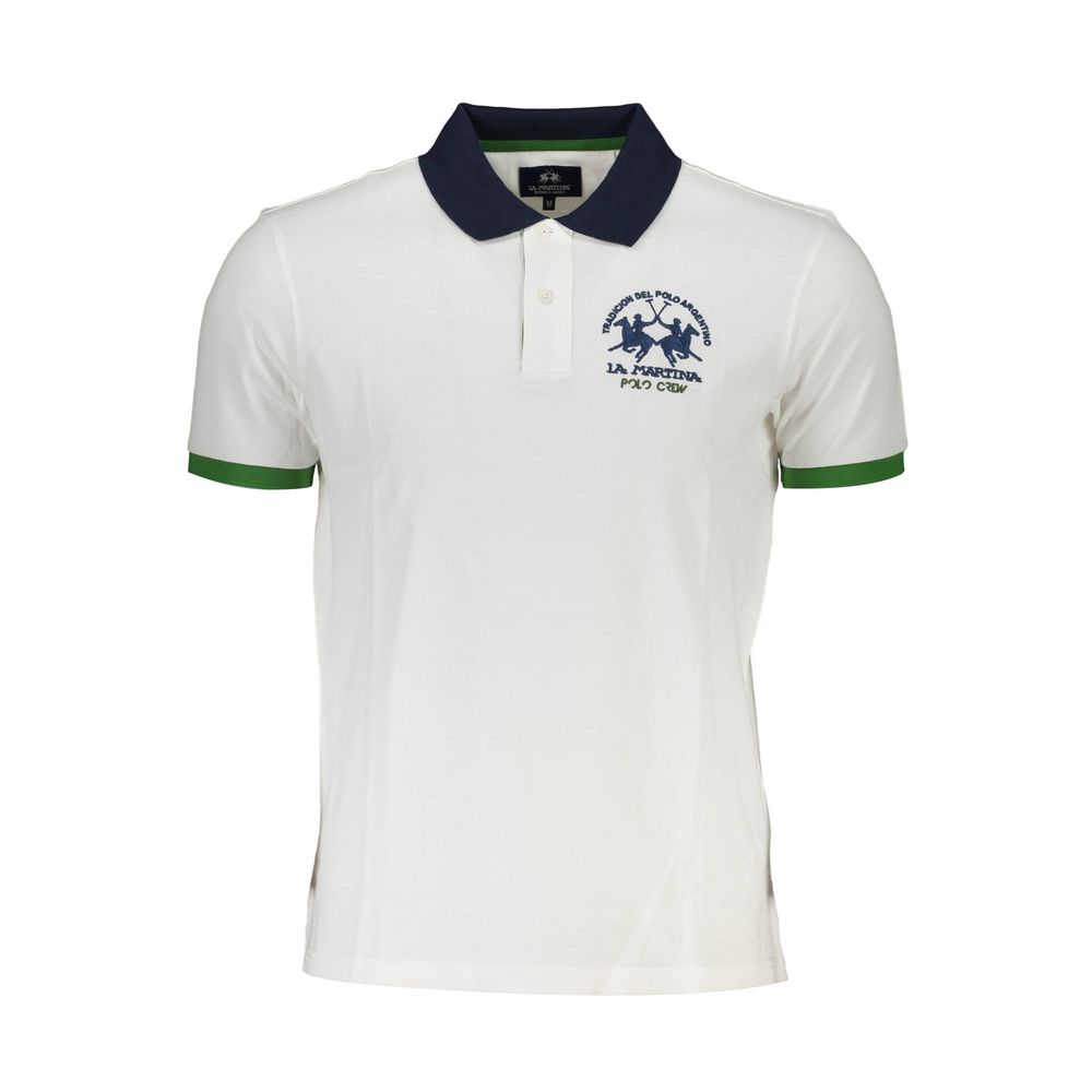 La Martina White Cotton Men Polo Shirt - ACCEXO