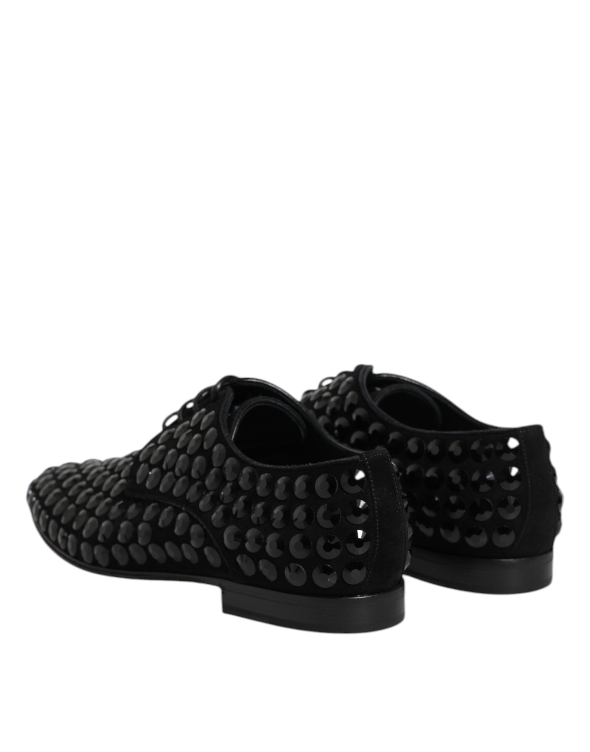 Dolce & Gabbana Black Suede Strass Derby Formal Shoes - ACCEXO