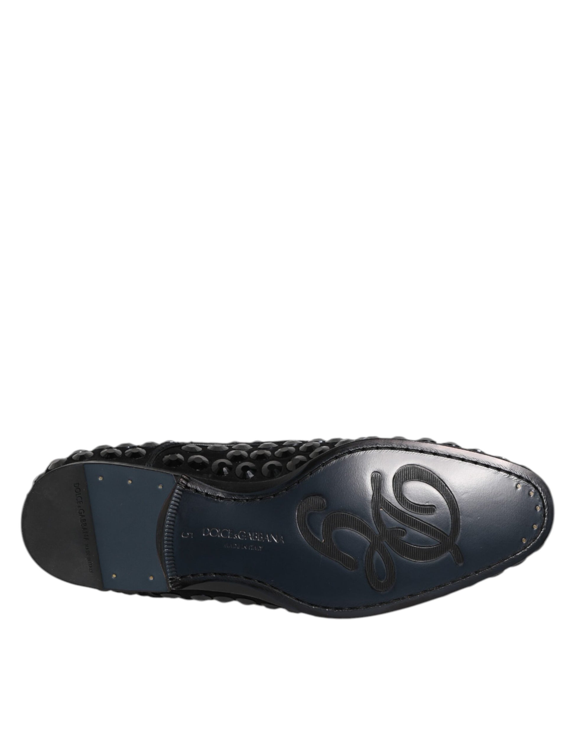 Dolce & Gabbana Black Suede Strass Derby Formal Shoes - ACCEXO