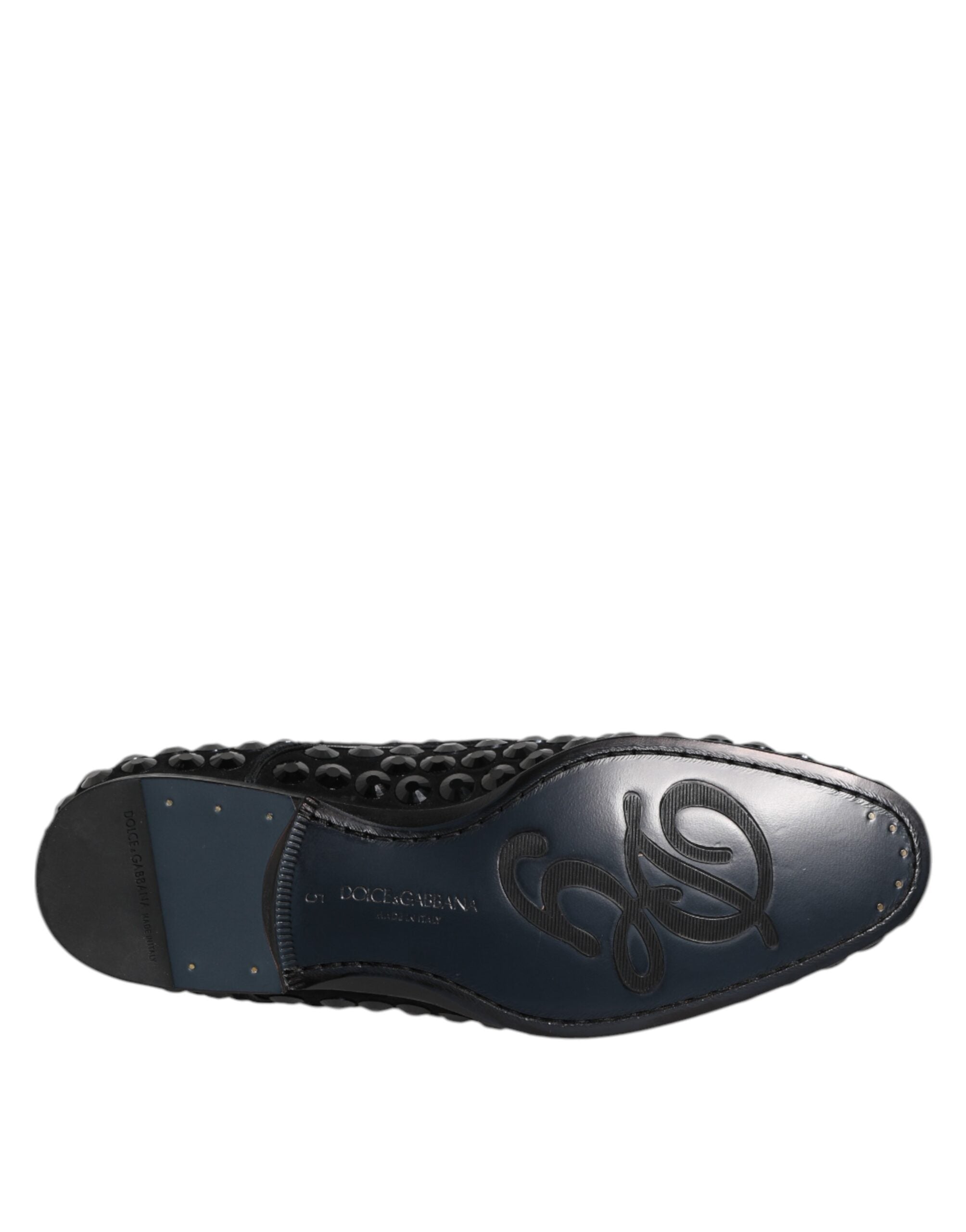Dolce & Gabbana Black Suede Strass Derby Formal Shoes - ACCEXO