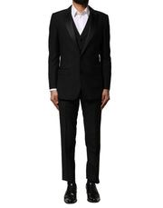 Dolce & Gabbana Black Wool 3 Piece Single Breasted Suit - ACCEXO