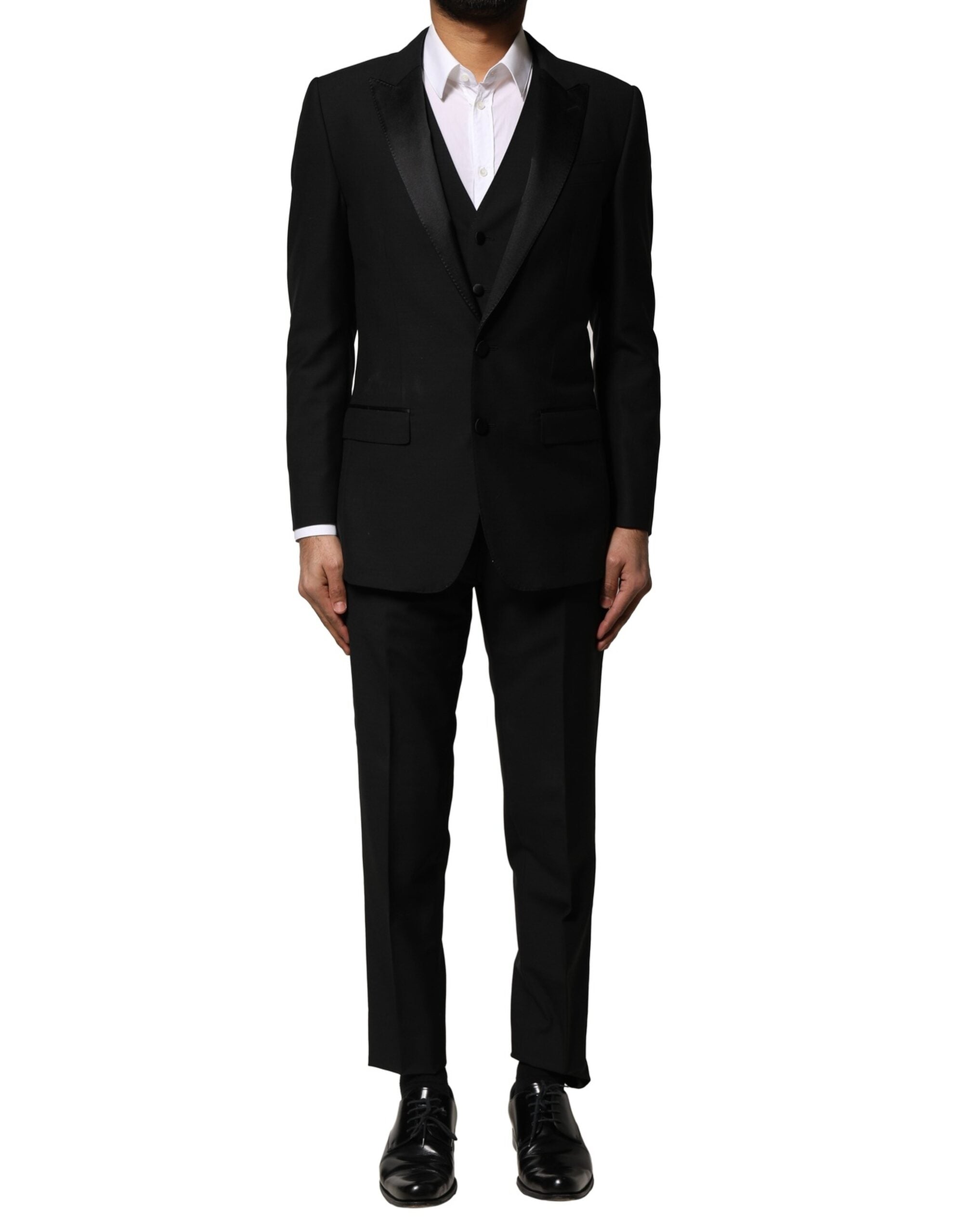Dolce & Gabbana Black Wool 3 Piece Single Breasted Suit - ACCEXO