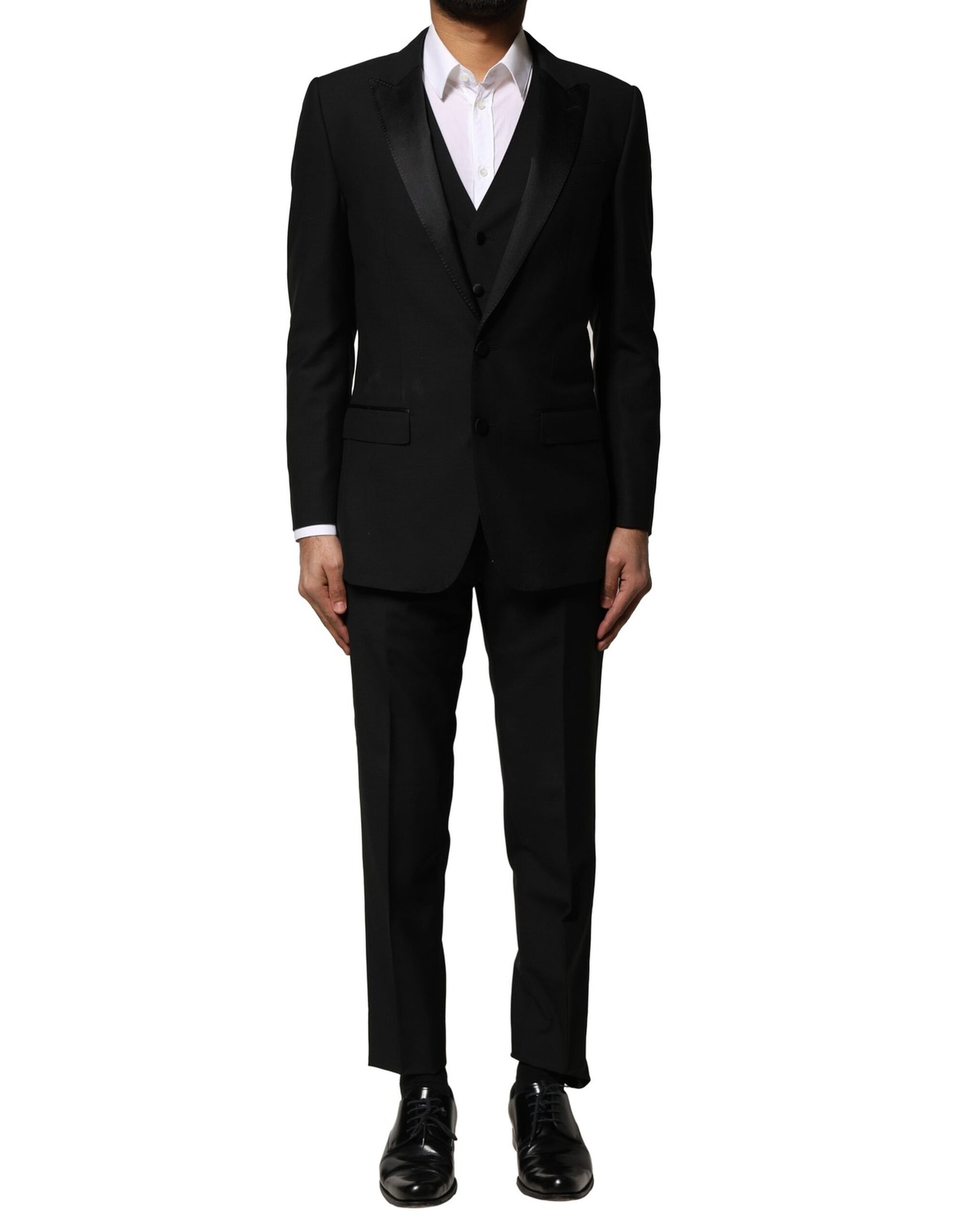 Dolce & Gabbana Black Wool 3 Piece Single Breasted Suit - ACCEXO